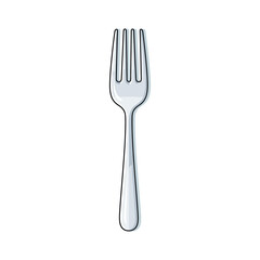 Illustration of a Fork, Silverware Utensil for Dining, Isolated on White Background