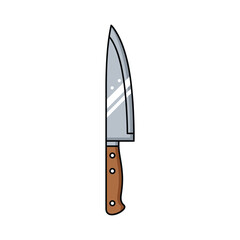 Illustration of a sharp kitchen knife with a wooden handle, perfect for culinary art and food preparation