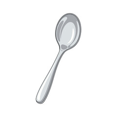 Polished metallic serving spoon, an essential piece of flatware designed for everyday dining, culinary preparation, and stirring various ingredients and beverages
