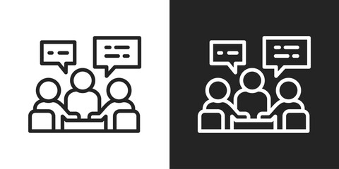 Conversation Icon In Line Version On Black And White Background