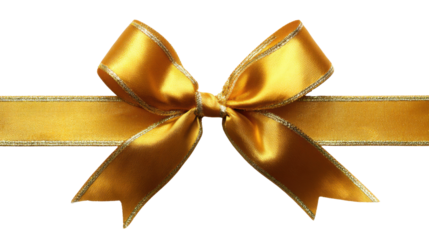 Golden gift ribbon with a bow tied in the center