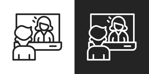 vidio call Icon In Line Version On Black And White Background