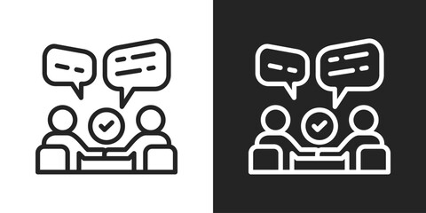 negotiation Icon In Line Version On Black And White Background