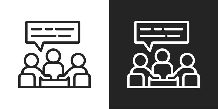 forum Icon In Line Version On Black And White Background