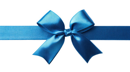 blue gift ribbon with a bow tied in the center, horizontal layout.