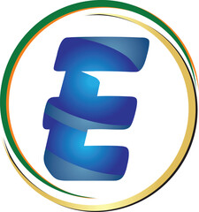 Elegant Letter E Logo Design With Overlapping Circular Borders Isolated on White Backdrop Ideal for Company Logo, Brand Identity and Profile