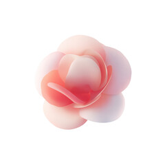 cute 3D rose with simplified petals and soft gradients, minimal korean aesthetic, isolated on white background