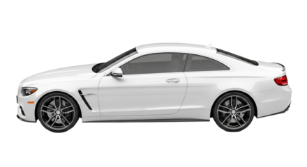 White luxury coupe car, side view