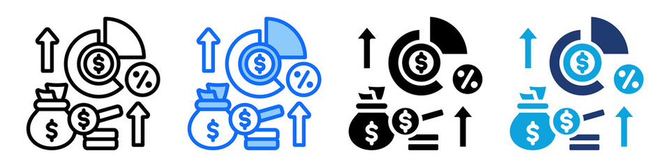 Income Ratio Icon Set Multi Style Vector Illustration