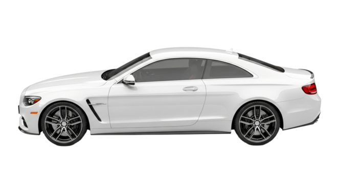 White luxury coupe car, side view