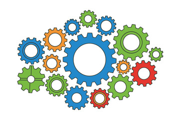 Colorful gears interlocking symbolize connection, progress, and innovation