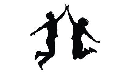 Energetic high-five silhouette isolated on white background, Vector