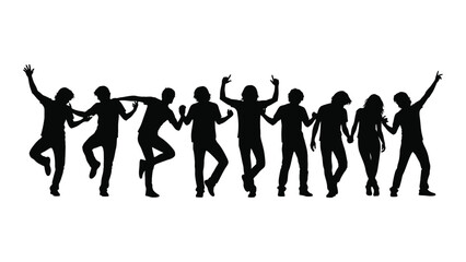 Group of dancing silhouettes isolated on white background, Vector