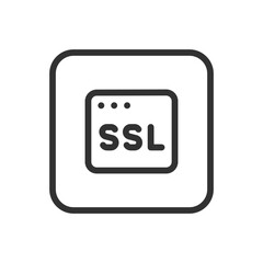 Protection, Security SSL line icon – SSL padlock outline vector for HTTPS encryption, secure connection, website security badge UI