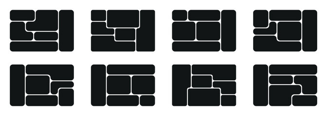 Collage frames for photo or illustration.  Photo album or memory wall idea for banner, poster, mockup, flyer, brochure. .Template of moodboard. Creative vector Template Collage. 