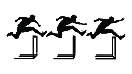 Hurdle race silhouette isolated on white background, Vector