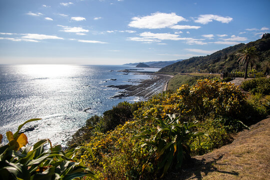 Coastline and parking area in Aoshima, Miyazaki Prefecture, Kyushu, Japan
