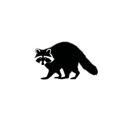 Obraz premium Raccoon Silhouette - Isolated Against White Background