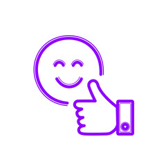 happy customer icon sign in purple color vector illustration