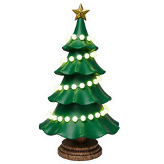 Decorative green christmas tree with lights and star