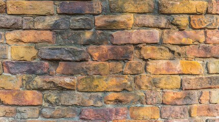 patina. Close-up of weathered red brick wall, warm tones and natural texture evoking rustic charm and history. real-estate listings.