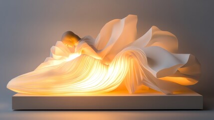 An artistic sculpture illuminated by soft light, symbolizing elegance and grace.