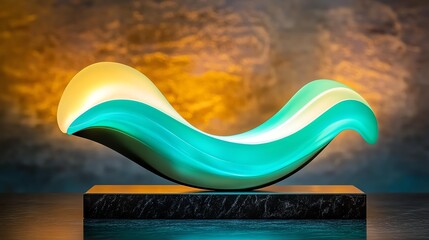 A modern art sculpture featuring smooth curves and vibrant colors, captivating and elegant.