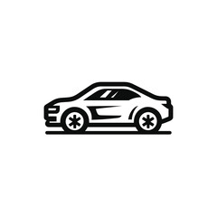 Fototapeta premium Black and white icon of a sports car on a white background