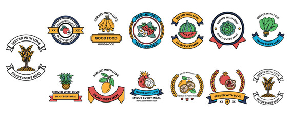 A collection of fruit and vegetable logos