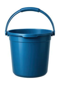 A durable plastic bucket with a strong handle for carrying water while mopping floors.