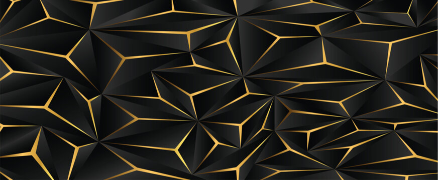 Geometric black gold background. luxurious textured background of lines and slabs. Abstract black, gold background made from watercolour and oil ink, vector illustration.