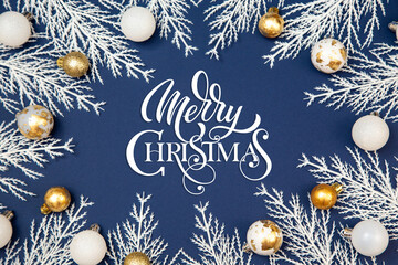 Merry Christmas and Happy New Year greeting card, frame, and banner. Holidays design. Noel and...