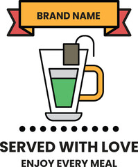 A white and black image of a cup of tea with a tea bag in it