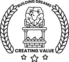 A black and white logo for a company called Building Dreams