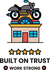Obraz premium A motorcycle is on top of a building
