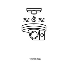 Vector icon of a security camera detecting fire and heat, isolated on
