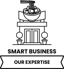 A smart business logo with a bowl of noodles on top