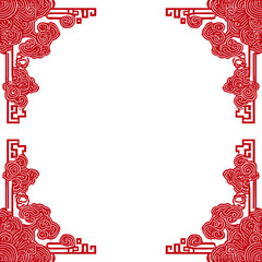 Decorative pattern frame in red on white background