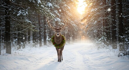 young woman walking in winter forest