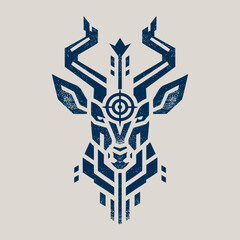 Geometric deer head with target motif
