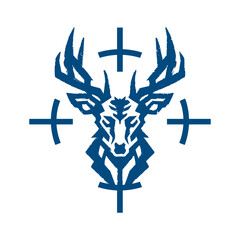Deer Head Graphic Surrounded by Cross Symbols