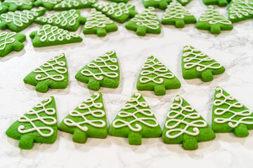 Decorating Festive Christmas Tree Cookies with Royal Icing