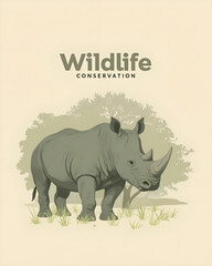Wildlife Conservation Rhinoceros Poster