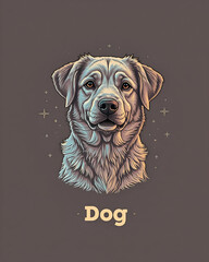 Cute Dog Illustration with Friendly Expression