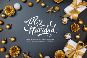 Feliz Navidad spanish Merry Christmas Modern calligraphy lettering on sticker for season greetings. Greeting card, frame, and banner. Holidays design.