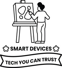 A man is painting on a canvas