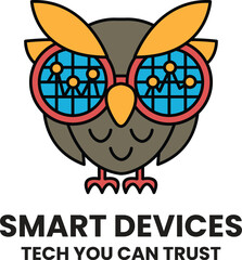 A black and white owl logo for smart devices