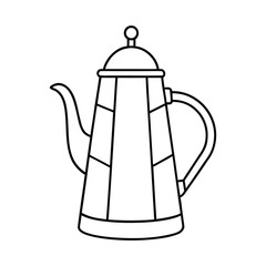 A vibrant coffee kettle coloring page featuring a charming kettle with bold patterns, ready to spark creativity and bring playful colors to every detail.
