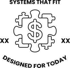 A puzzle piece with a dollar sign in the middle