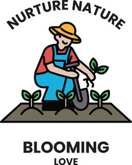 A man is planting seeds in a garden